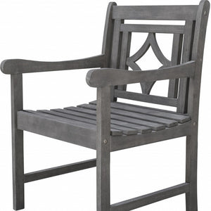 Homeroots 24" Gray Solid Wood Indoor Outdoor Arm Chair  Wood 389980