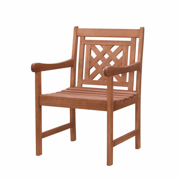 Homeroots Brown Dining Armchair With Hatched Back  Wood 389982