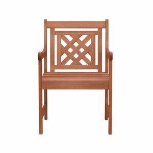 Homeroots Brown Dining Armchair With Hatched Back  Wood 389982