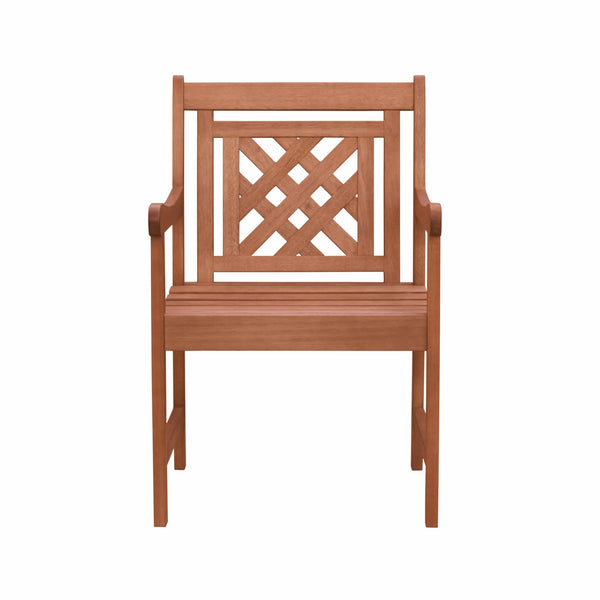Homeroots Brown Dining Armchair With Hatched Back  Wood 389982