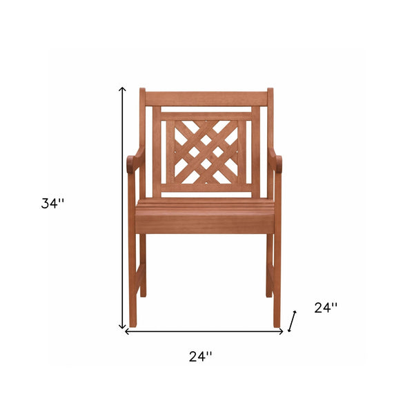 Homeroots Brown Dining Armchair With Hatched Back  Wood 389982