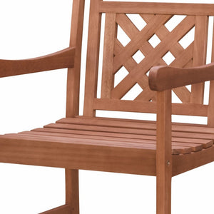 Homeroots Brown Dining Armchair With Hatched Back  Wood 389982