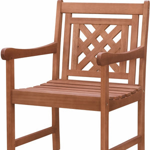 Homeroots Brown Dining Armchair With Hatched Back  Wood 389982