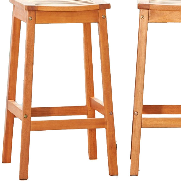 Homeroots Natural Wood Patio Dining Stool  Wood 389983