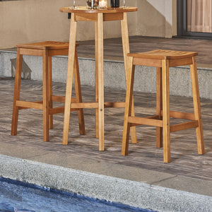 Homeroots Natural Wood Patio Dining Stool  Wood 389983