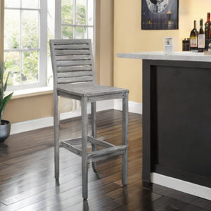 Homeroots 49" Gray Indoor Outdoor Bar Height Chair With Footrest   389986