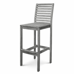 Homeroots 49" Gray Indoor Outdoor Bar Height Chair With Footrest   389986