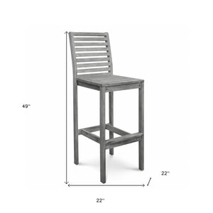 Homeroots 49" Gray Indoor Outdoor Bar Height Chair With Footrest   389986