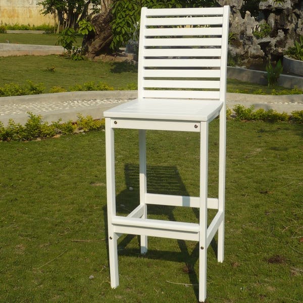 Homeroots 49" White Indoor Outdoor Bar Height Chair   389987