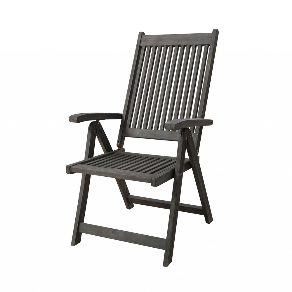Homeroots Distressed Outdoor Reclining Chair  Wood 389988
