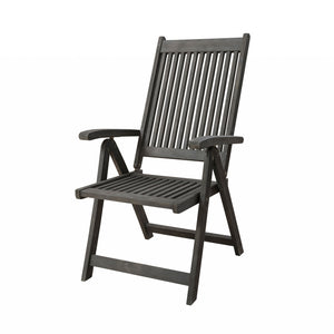 Homeroots Distressed Outdoor Reclining Chair  Wood 389988