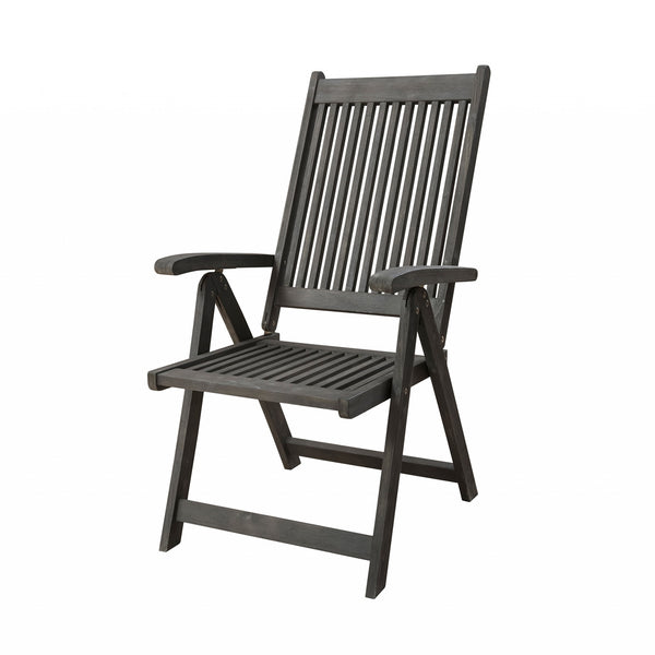 Homeroots Distressed Outdoor Reclining Chair  Wood 389988