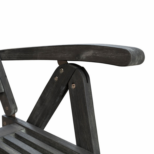 Homeroots Distressed Outdoor Reclining Chair  Wood 389988