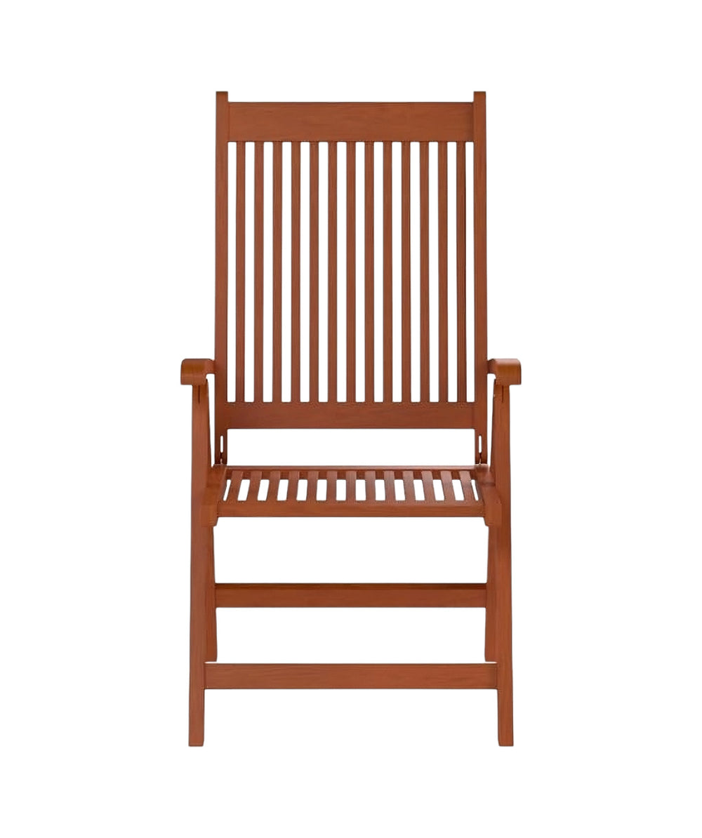 Homeroots 26" Mahogany Brown Solid Wood Indoor Outdoor Reclining Arm Chair  Wood 389989