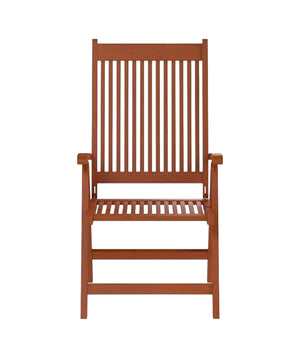 Homeroots 26" Mahogany Brown Solid Wood Indoor Outdoor Reclining Arm Chair  Wood 389989