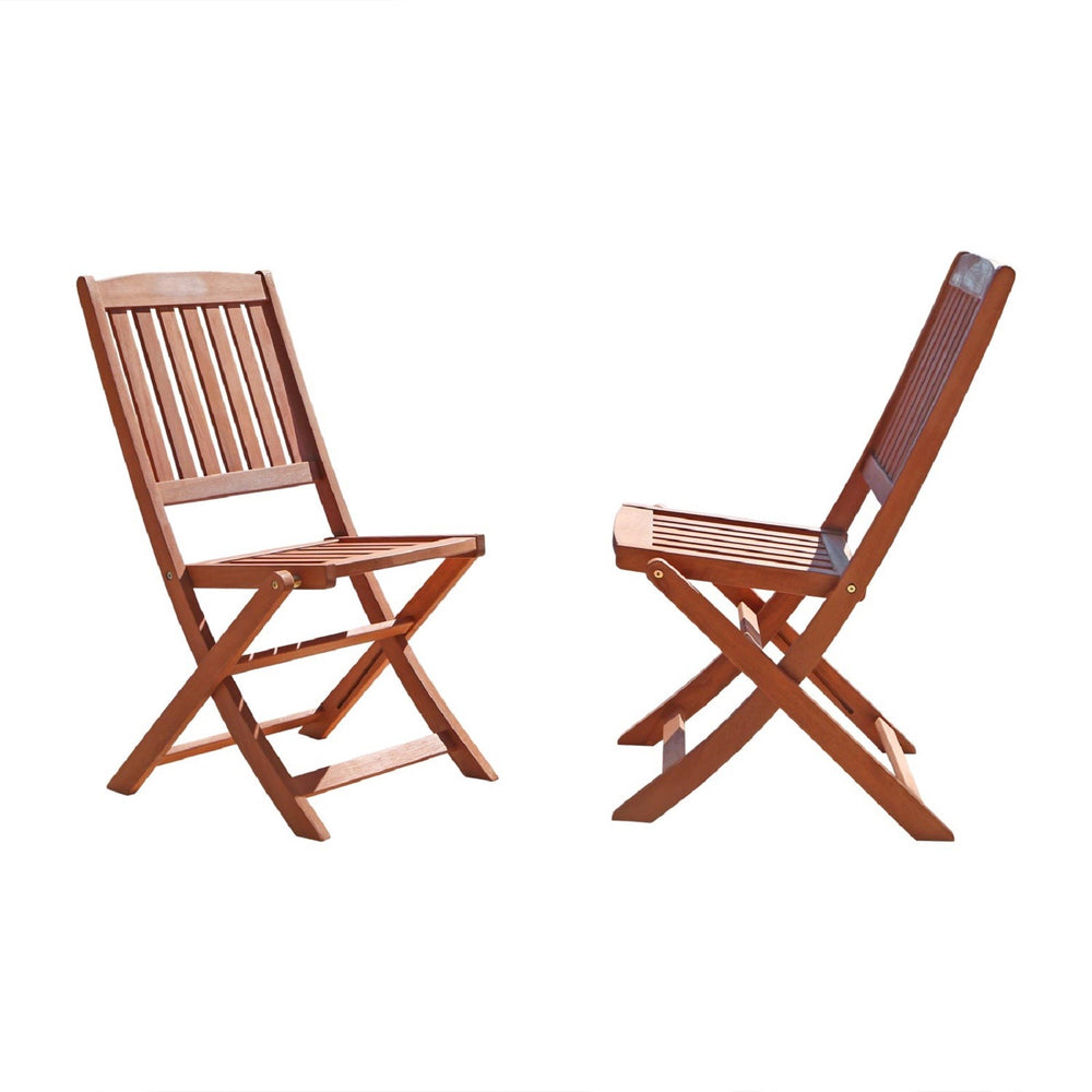 Homeroots Set Of Two Brown Folding Chairs  Wood 389990