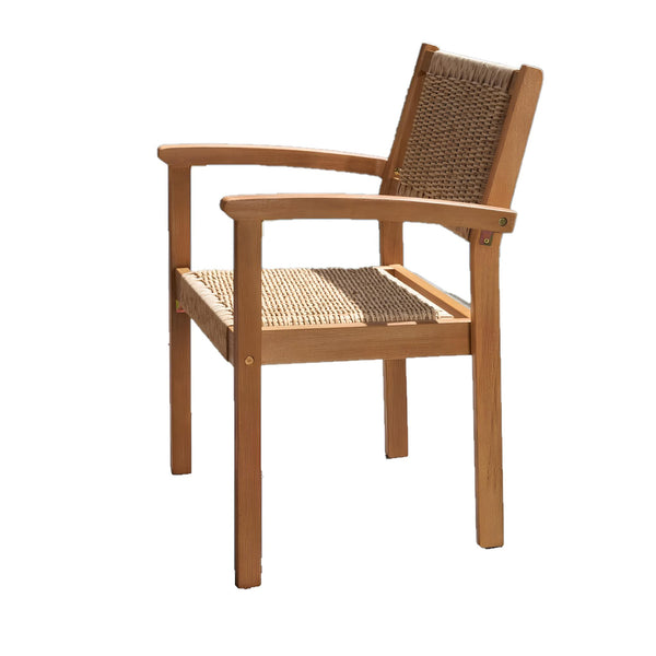 Homeroots 22" Set Of Two Natural Wood And Rattan Indoor Outdoor Dining Chairs  Wood 389994