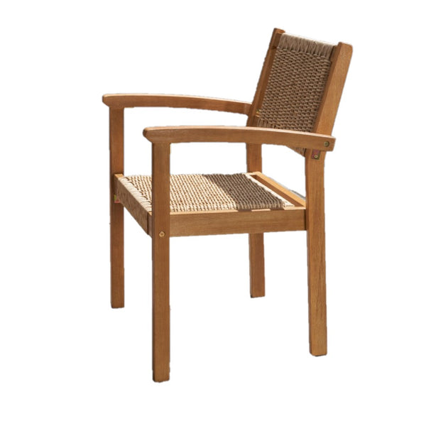 Homeroots 22" Set Of Two Natural Wood And Rattan Indoor Outdoor Dining Chairs  Wood 389994