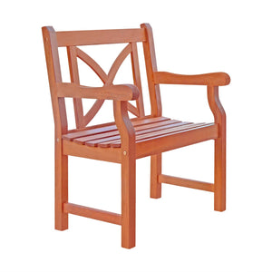 Homeroots Brown Patio Armchair With Cross Back Design  Wood 389995