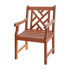 Homeroots Brown Patio Armchair With Diagonal Design  Wood 389996