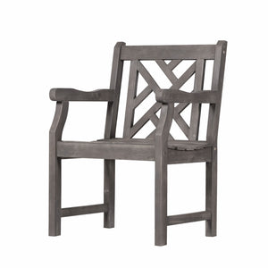 Homeroots Distressed Patio Armchair With Diagonal Design  Wood 389997