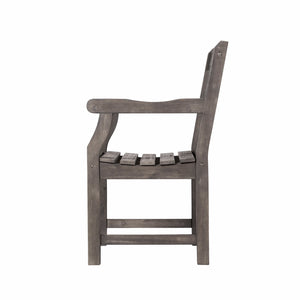 Homeroots Distressed Patio Armchair With Diagonal Design  Wood 389997