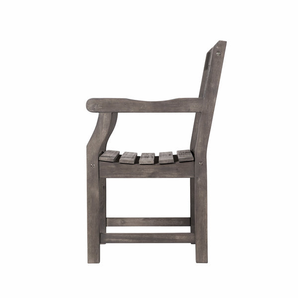 Homeroots Distressed Patio Armchair With Diagonal Design  Wood 389997