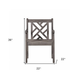 Homeroots Distressed Patio Armchair With Diagonal Design  Wood 389997