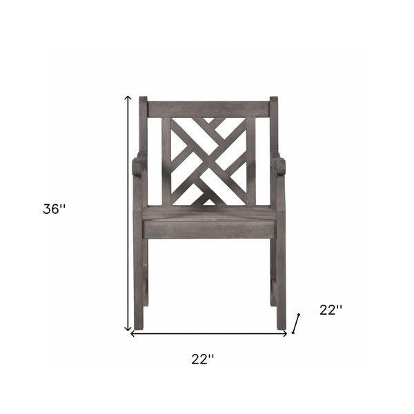 Homeroots Distressed Patio Armchair With Diagonal Design  Wood 389997