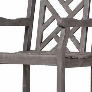 Homeroots Distressed Patio Armchair With Diagonal Design  Wood 389997