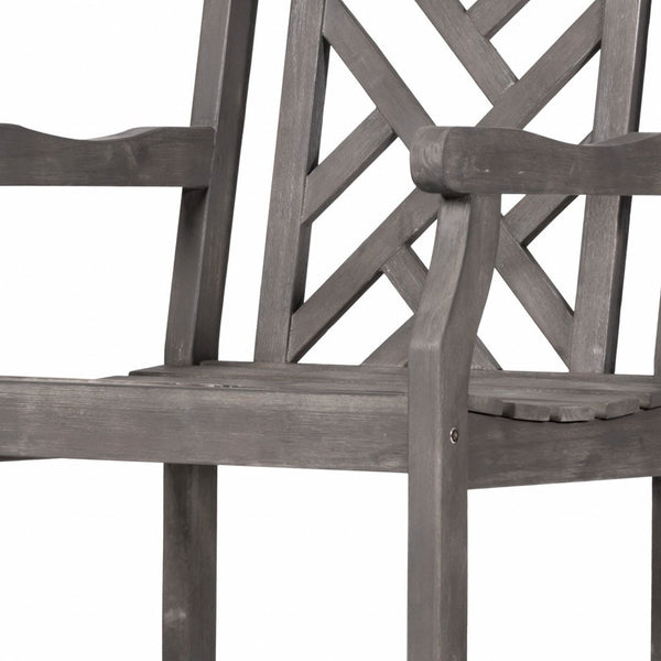 Homeroots Distressed Patio Armchair With Diagonal Design  Wood 389997