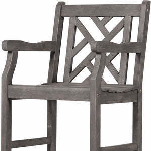 Homeroots Distressed Patio Armchair With Diagonal Design  Wood 389997