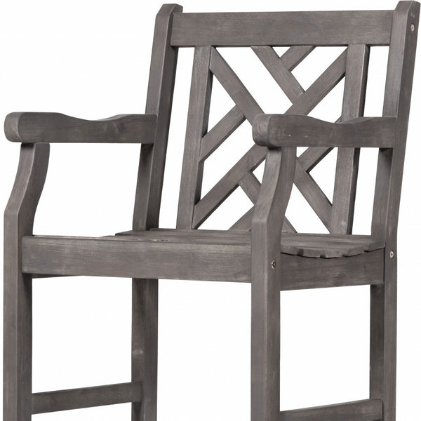 Homeroots Distressed Patio Armchair With Diagonal Design  Wood 389997