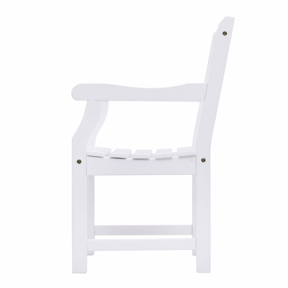Homeroots White Patio Armchair With Diagonal Design  Wood 389998