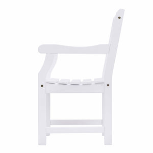 Homeroots White Patio Armchair With Diagonal Design  Wood 389998
