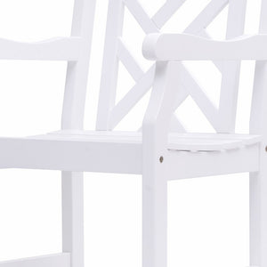 Homeroots White Patio Armchair With Diagonal Design  Wood 389998