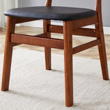 English Elm The Stylish and Durable Solid Wood Dining Chair, Small Curved Back, Pu Cushion, and Beautiful Shape Match Perfectly With Any Room and Everyday Use