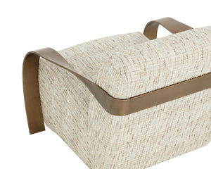 Sunpan Sonesta Lounge Chair - Sculptural Mid-century Design With Antique Brass Arms & Haute Cobblestone Upholstery Taupe Fabric 111610