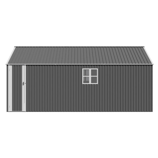 English Elm 12x20 Ft Steel Carport Shed with Double Doors Windows and All Weather Protection W419S00066