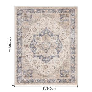 English Elm Premier Ivory Low Pile Area Rug for Living Room Entryway and Dining Neutral Decor B186P479387