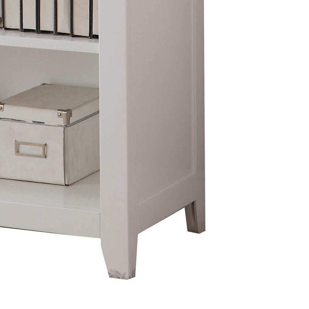 English Elm White 2-Shelf Bookcase with Tapered Legs, 30"H x 37"W x 18"D Pine Storage Shelf in Bright White Finish for Stylish Organization & Display B062P209195