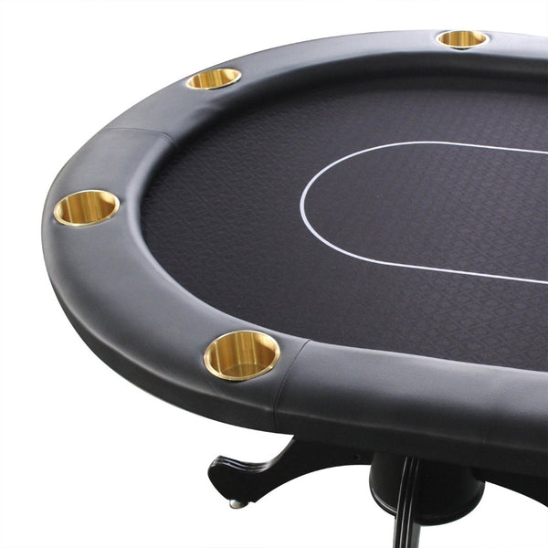 English Elm 96" Oval Casino Poker Table Seats 10 with Speed Cloth Felt Vinyl Armrest Cup Holders Black W2748S00023