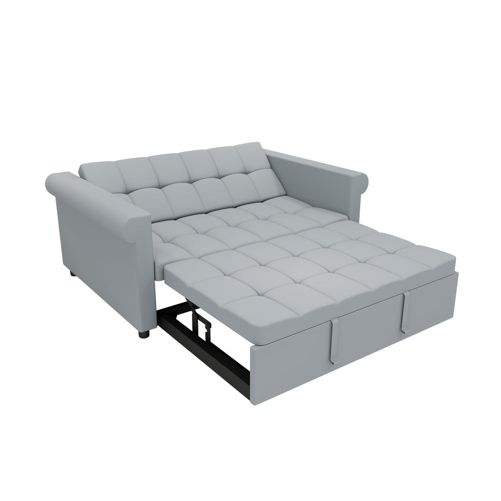 English Elm 2-SEATER Velvet Loveseat Sleeper Sofa Bed Gray - Compact Pull-Out Couch with Side Pocket, 6-Angle Backrest W1867P315755