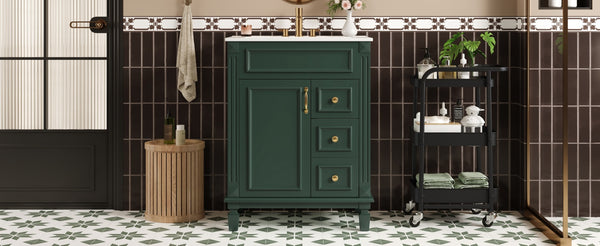 English Elm 24" Stylish Bathroom Vanity With Ceramic Sink & Soft-Close Drawers, Perfect For Small Spaces! N710P318989F