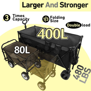 English Elm 51-inch Heavy Duty Folding Utility Wagon with All-terrain Wheels and 480lb Steel Frame W2932P289386