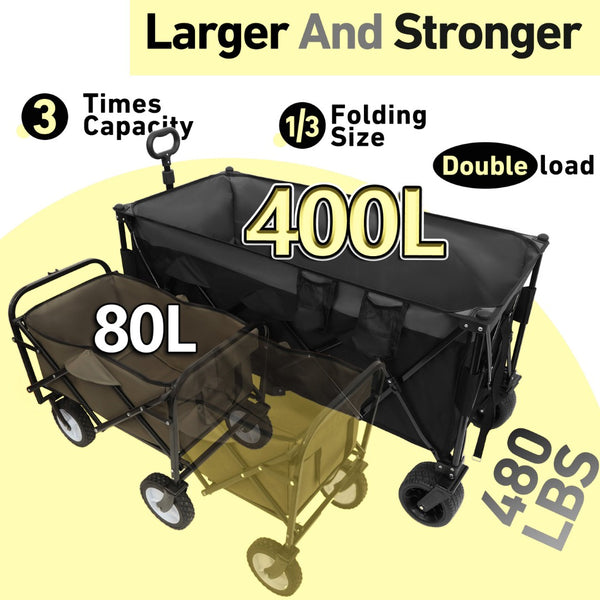 English Elm 51-inch Heavy Duty Folding Utility Wagon with All-terrain Wheels and 480lb Steel Frame W2932P289386