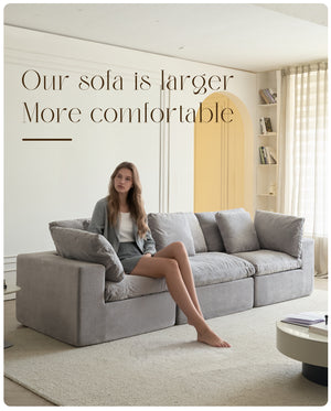 English Elm Modular Sectional Sofa - Space-Saving Light Gray Sleeper Couch With Comfy Sherpa Fabric Design W3622S00008