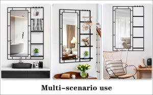 English Elm Ines Modern Vanity Mirror With Multi-Functional Shelf - Stylish Silver Frame For Any Space Decor W708P379173