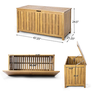 English Elm Portside Acacia Wood 100 Gallon Deck Box Slatted Outdoor Storage for Patio and Pool N775P383166T