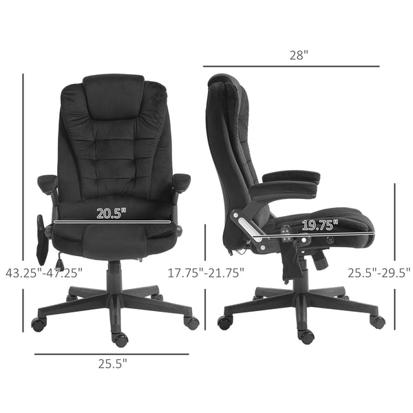 English Elm HOMCOM High-Back Executive Massage Chair with 6-Point Vibration, Lumbar Heat, Recline & Remote Black W2225P250027